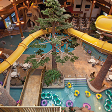 Overlooking the indoor waterpark at the Timber Ridge Lodge
